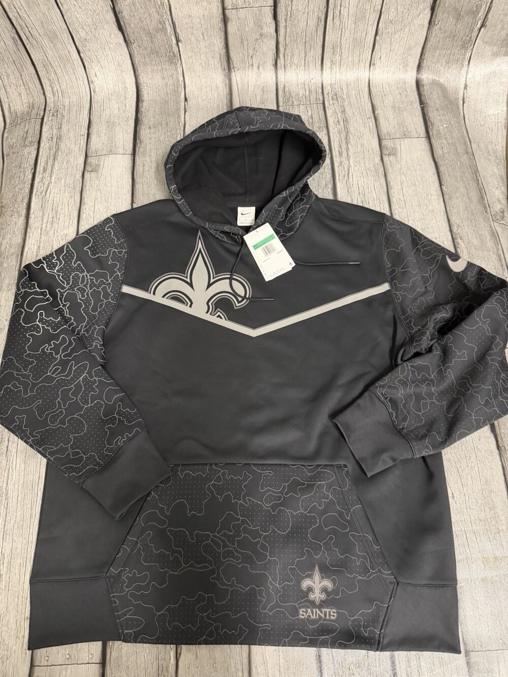 NWT Men's Nike New Orleans Saints RFLCTV Chevron Pullover Hoodie Sz XL Black